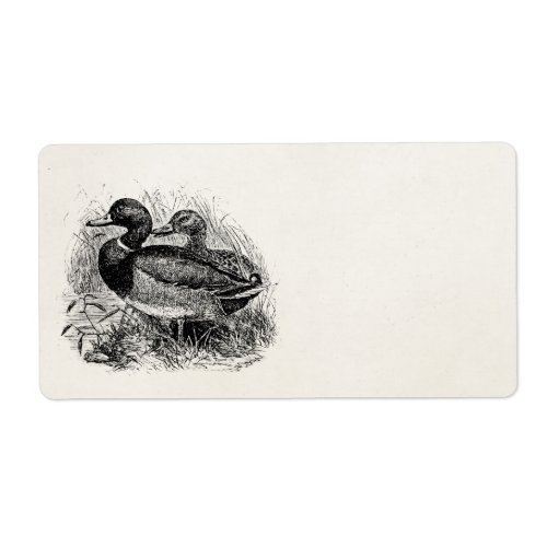 Vintage Wild Mallard Ducks Personalized Template Label