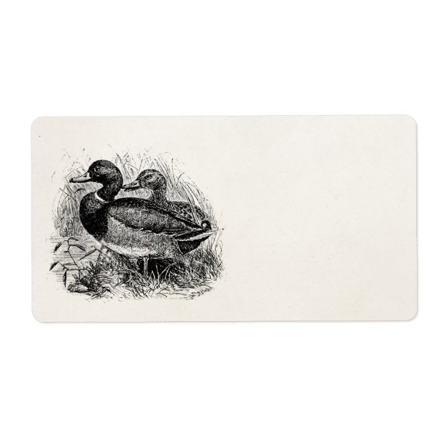 Vintage Wild Mallard Ducks Personalized Template Label (Front)