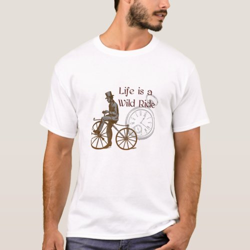 Vintage Wild Ride Steampunk Bicycle Collage T_Shirt