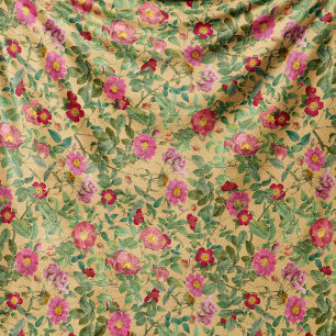 Vintage Wild Rose Fleece Blanket in Warm Cream