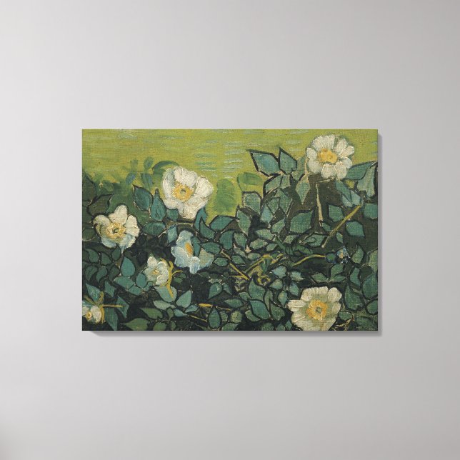 Vintage Wild Roses Van Gogh Canvas Print (Front)