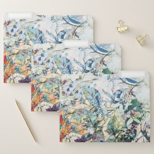 Vintage Wild Spring Botanical Floral Bloom File Folder