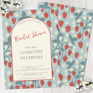 Vintage Wild Strawberry Bridal Shower Invitation