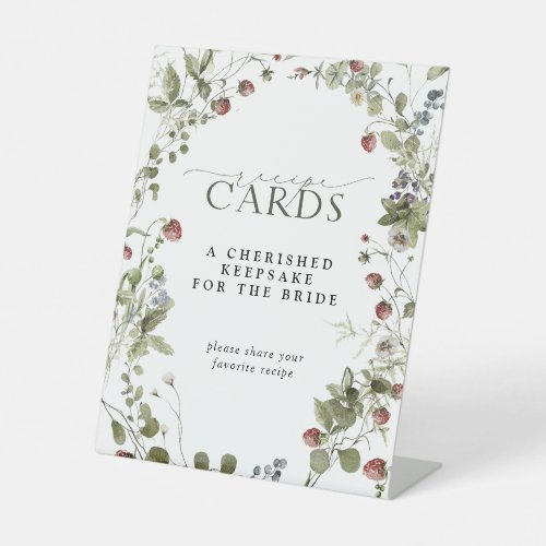 Vintage Wild Strawberry Recipe Cards Bridal Shower Pedestal Sign