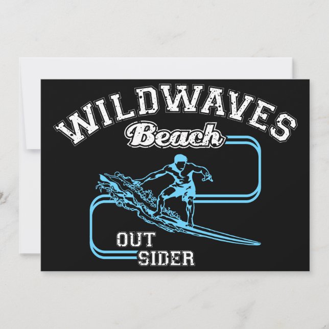 Vintage Wild Waves Beach Outsiders Surf  Announcement (Front)
