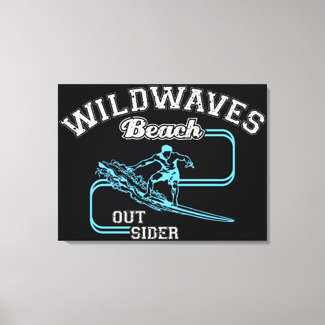 Vintage Wild Waves Beach Outsiders Surf  Canvas Print (Front)