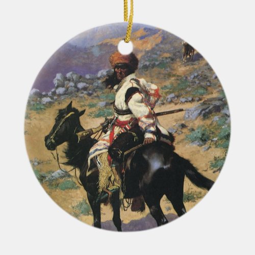 Vintage Wild West An Indian Trapper by Remington Ceramic Ornament