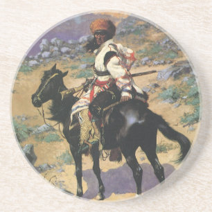 Vintage Wild West, An Indian Trapper by Remington Drink Coaster