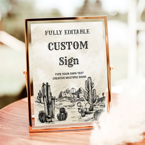 Vintage Wild West Cowboy Birthday Party Table Sign