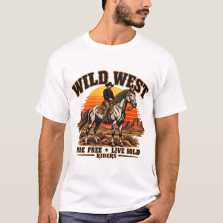 Vintage Wild West Cowboy Rider Horse T-Shirt