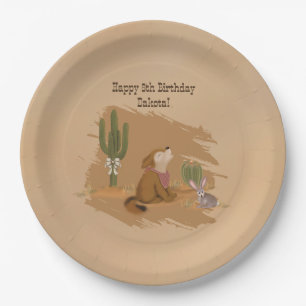 Vintage Wild West Desert Cowgirl Birthday Paper Plates