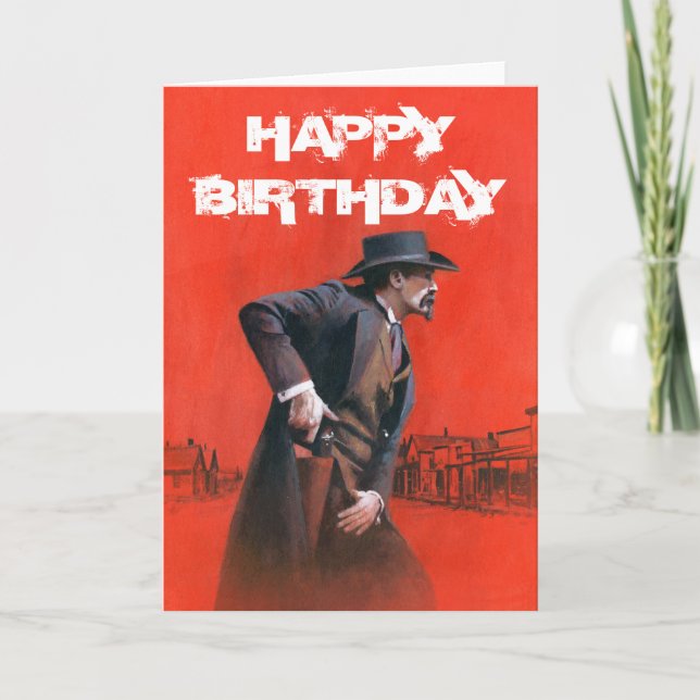 Vintage Wild West Gunslinger Birthday Card (Front)