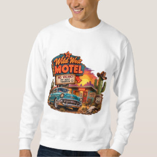 Vintage Wild West Motel Route 66 Classic Car Sweatshirt