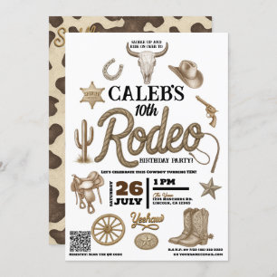Vintage Wild West Rodeo Western Birthday Party Invitation
