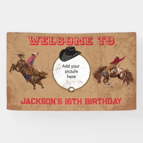 Vintage wild western birthday banner