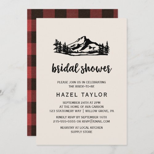Vintage Wilderness  Buffalo Plaid Bridal Shower Invitation