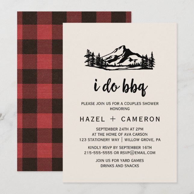 Vintage Wilderness | Buffalo Plaid I Do BBQ Invitation (Front/Back)
