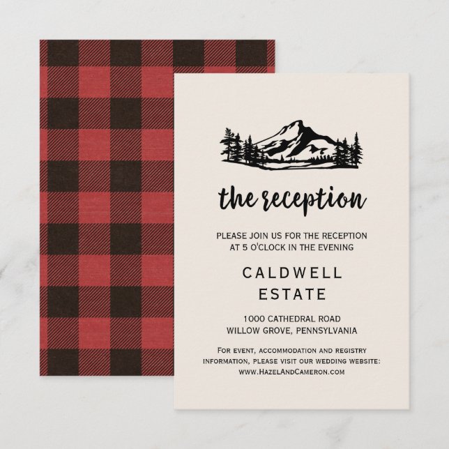 Vintage Wilderness Buffalo Plaid Reception Card (Front/Back)