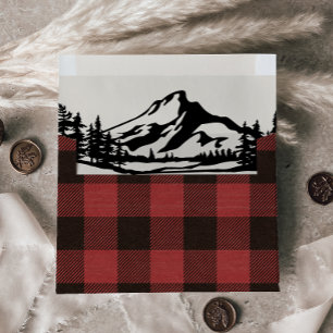 Vintage Wilderness   Buffalo Plaid Wedding Envelope