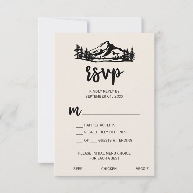 Vintage Wilderness Menu Choice RSVP Card (Front)