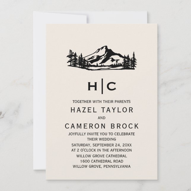 Vintage Wilderness Monogram Wedding Invitation (Front)