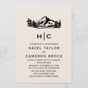 Vintage Wilderness Monogram Wedding Invitation
