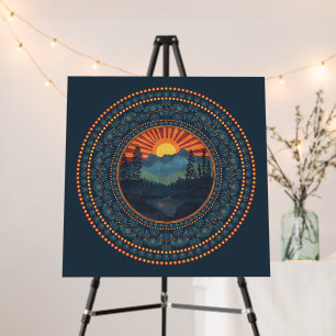Vintage Wilderness Sunset Dot Mandala Wall Art Foam Board