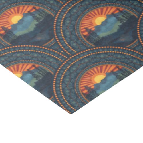 Vintage Wilderness Sunset Mandala Art Deco Scallop Tissue Paper