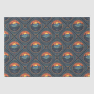 Vintage Wilderness Sunset Mandala Geometric Tile Tissue Paper