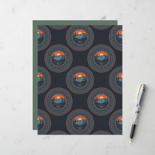 Vintage Wilderness Sunset Polka Dot Mandala