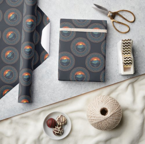 Vintage Wilderness Sunset Polka Dot Mandala Wrapping Paper