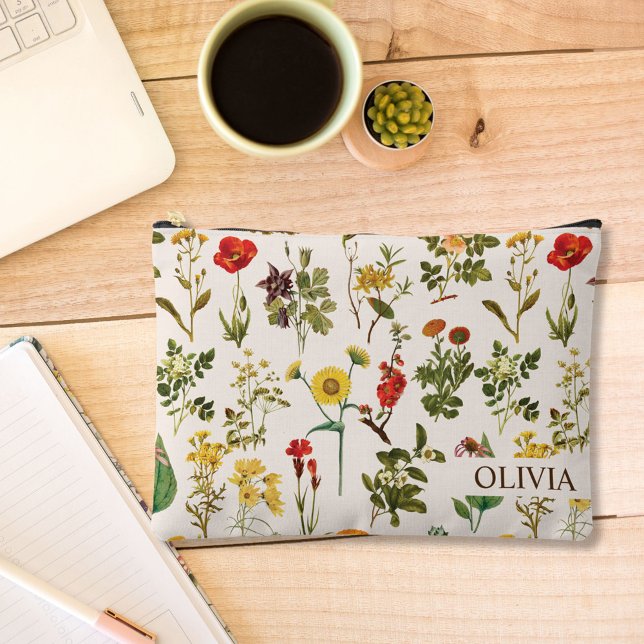 Vintage Wildflower Accessory Pouch (In situ, on office desk
)