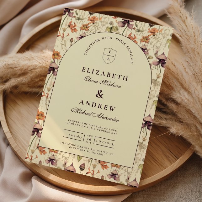 Vintage Wildflower Arch Elegant Wedding Invitation (Creator Uploaded)