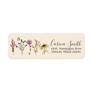 Vintage Wildflower Baby Shower Address Label