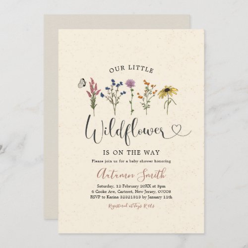 Vintage Wildflower Baby Shower Invitation