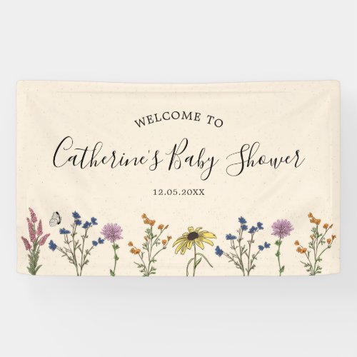 Vintage Wildflower Baby Shower Large Banner