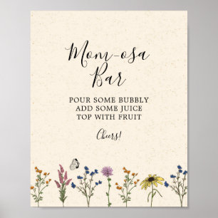 Vintage Wildflower Baby Shower Mom-osa Bar Sign