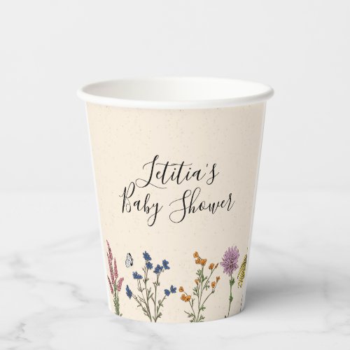 Vintage Wildflower Baby Shower Paper Cup