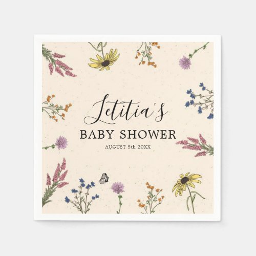Vintage Wildflower Baby Shower Paper Napkin