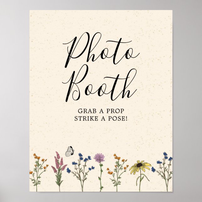 Vintage Wildflower Baby Shower Photo Booth Poster (Front)