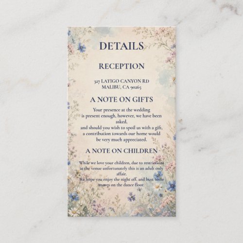 Vintage Wildflower Botanical Enclosure Card