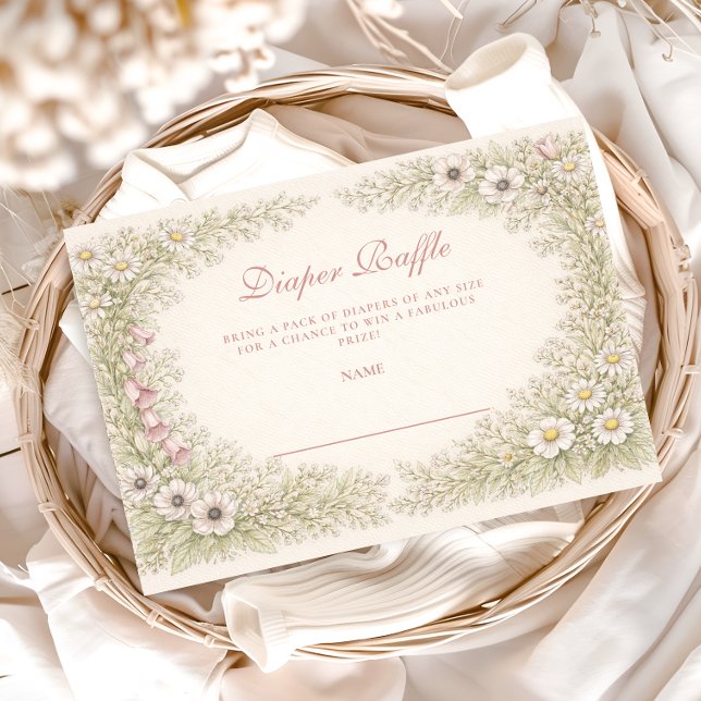 Vintage Wildflower Botanical Frame Diapper Raffle Enclosure Card (Creator Uploaded)
