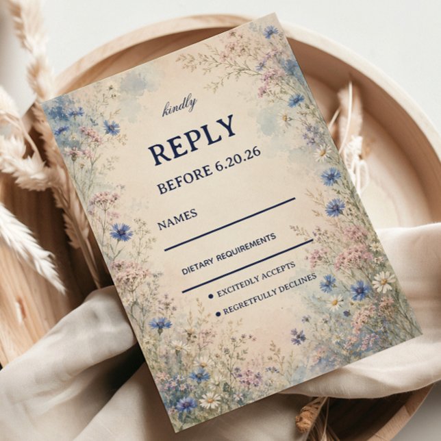 Vintage Wildflower Botanical RSVP Card (Creator Uploaded)