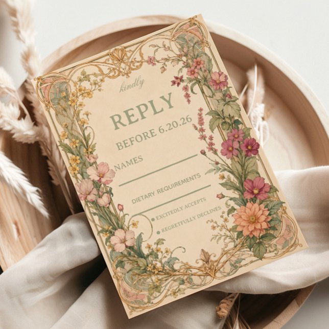 Vintage Wildflower Botanical RSVP Card (Creator Uploaded)