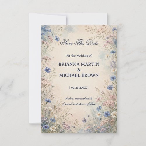 Vintage Wildflower Botanical Save The Date