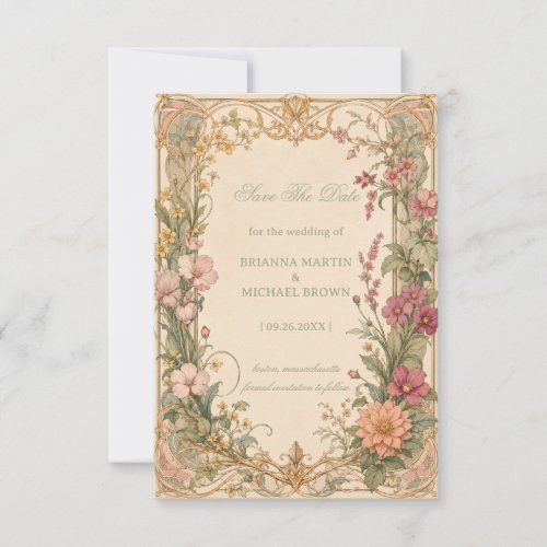 Vintage Wildflower Botanical Save The Date