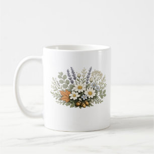 Vintage Wildflower Bouquet Art Print Botanical F Coffee Mug