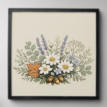 Vintage Wildflower Bouquet Art Print | Botanical F
