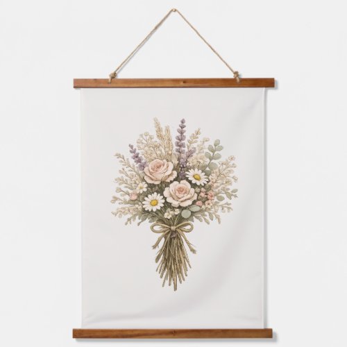Vintage Wildflower Bouquet Hanging Tapestry