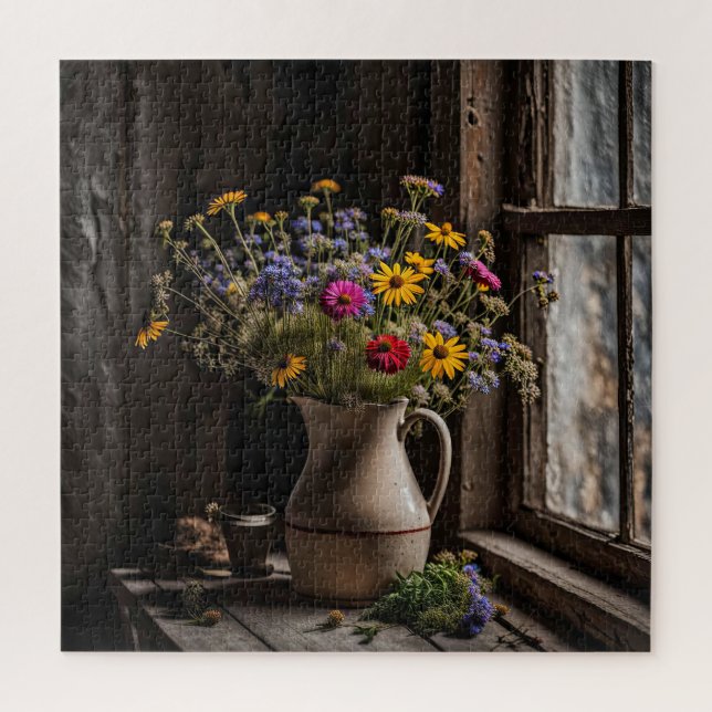Vintage Wildflower Bouquet Jigsaw Puzzle (Vertical)